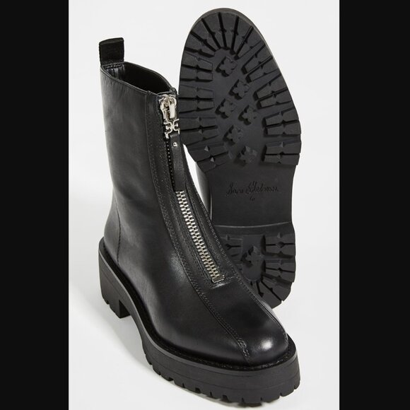 Sam Edelman Jacquie Black Leather Zip Booties 8.5 - Picture 3 of 9